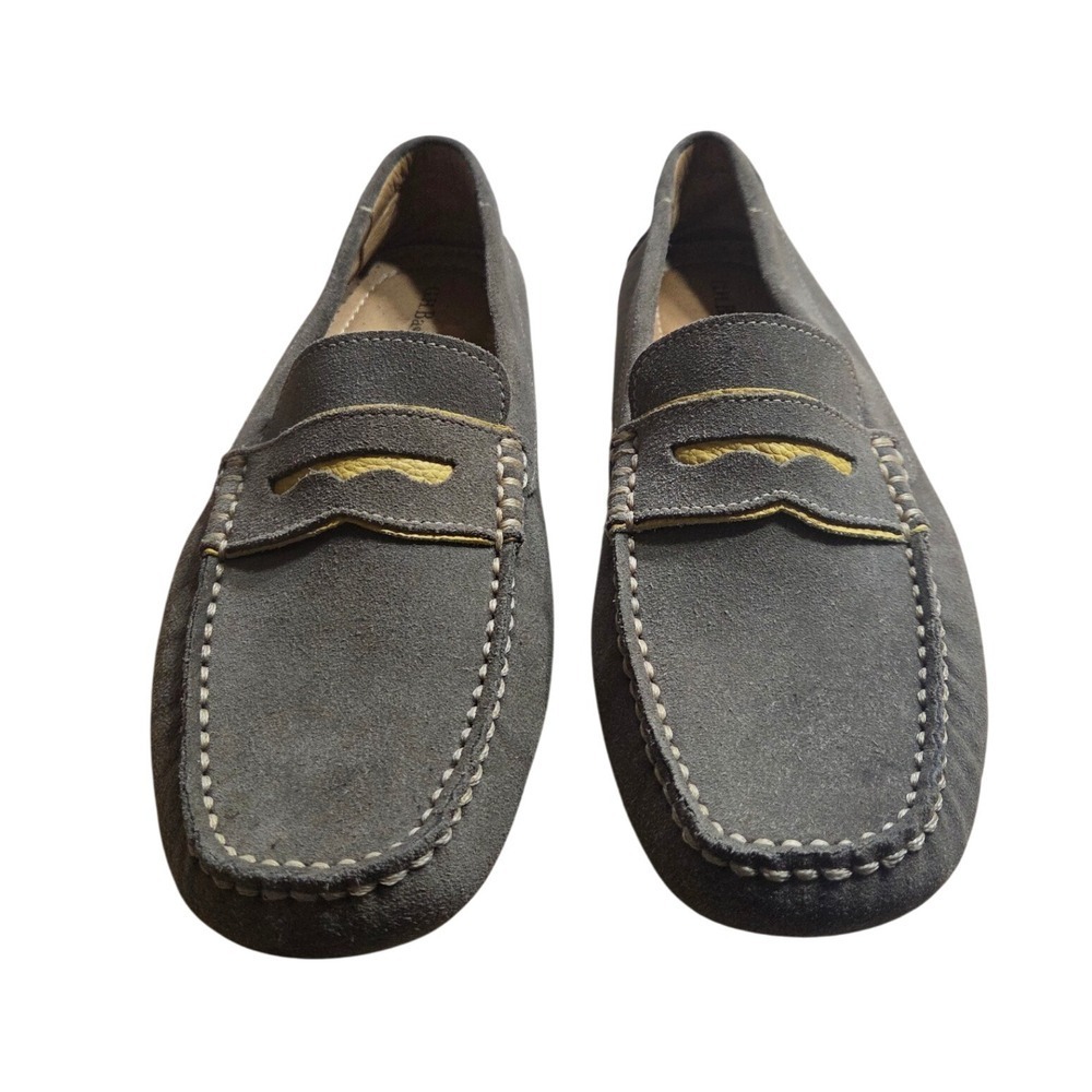 GH Bass & Co Mens 8.5M Gray Suede Penny Loafer Driving Shoes Mocs